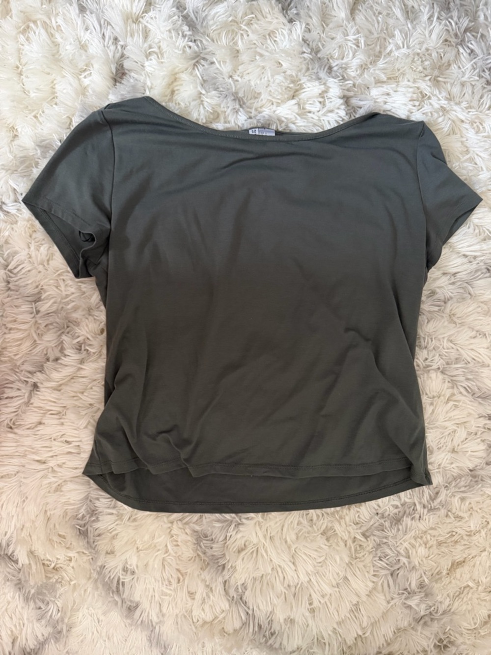 H&M Olive Scoop Neck Short Sleeve Tee